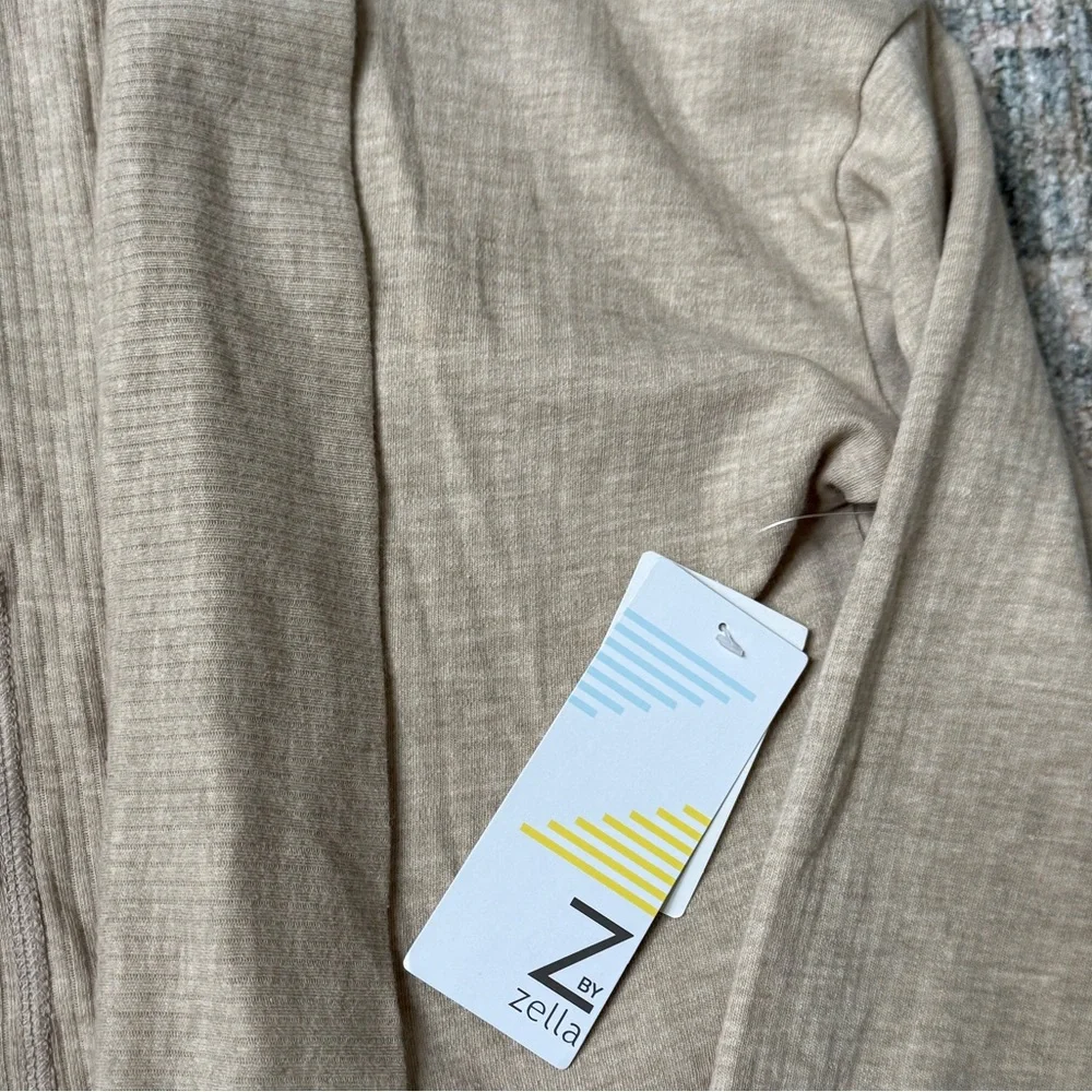 Z by Zella Nordstrom jersey knit Tan Open Front pocket athletic Cardigan NWT Sm - Picture 2 of 7